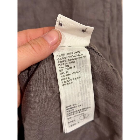 Abercrombie & Fitch Linen Collection Button Up Shirt XS Gray Long Sleeve - Picture 3 of 7